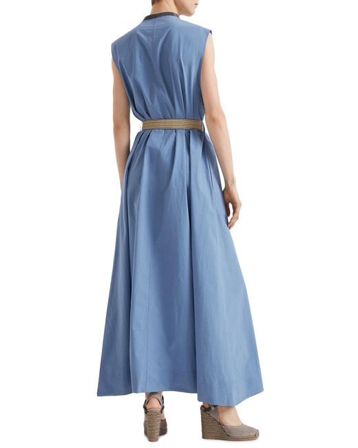 Brunello Cucinelli Blue Kleid aus Popeline