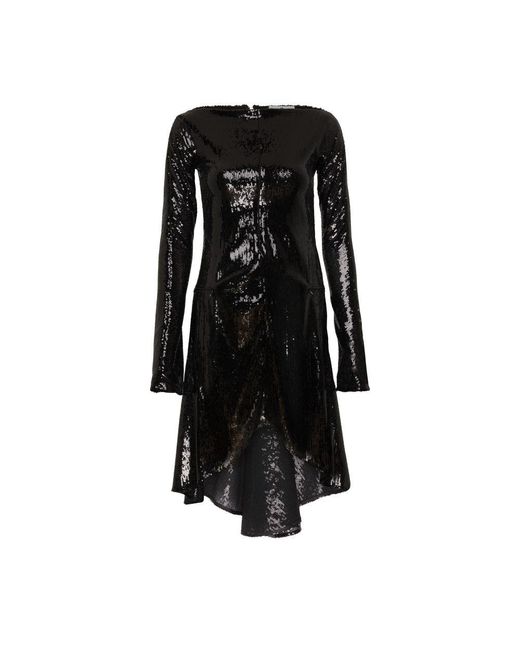 Courreges Black Ellipse Glitter Zipped Dress
