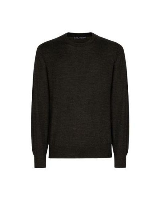 Dolce & Gabbana Black Extra-fine Cashmere Crewneck Sweater for men