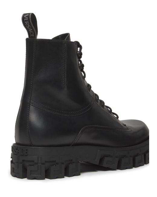 Versace Black Lace-up Boots for men