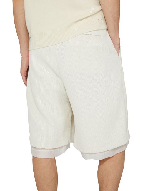 Amiri White Covered Sequins Layered Shorts for men