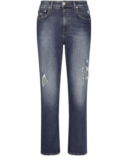 Dolce & Gabbana Blue Boyfriend-Jeans mit Rissen