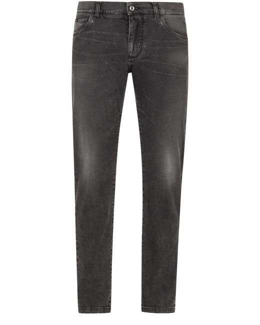 Dolce & Gabbana Stretch-Jeans aus grauem Washed-Denim in Slim Fit in Gray für Herren