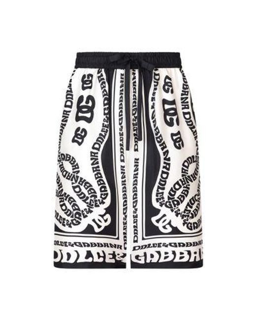 Dolce & Gabbana Black Silk Twill Shorts for men