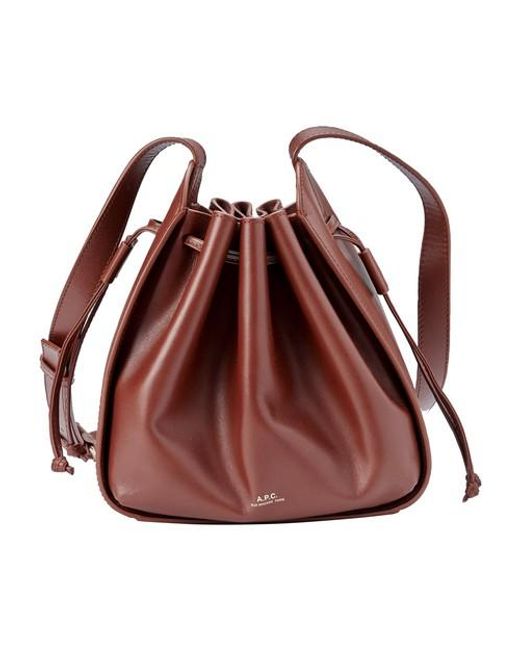 A.P.C. Brown Courtney Small Leather Bucket Bag