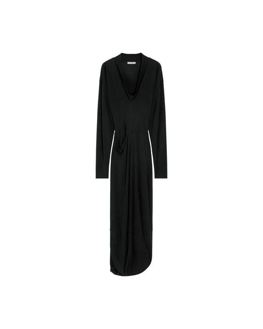 Lemaire Black V-Neck Long Dress