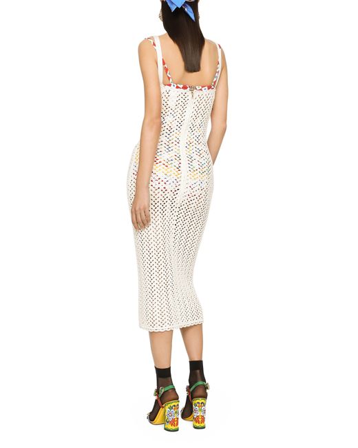 Dolce & Gabbana White Crochet Slip Dress