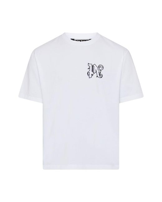 Palm Angels White Pa Monogram Regular T-Shirt for men