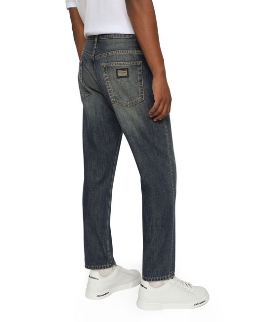 Dolce & Gabbana Gray Light Wash Loose Stretch Jeans for men