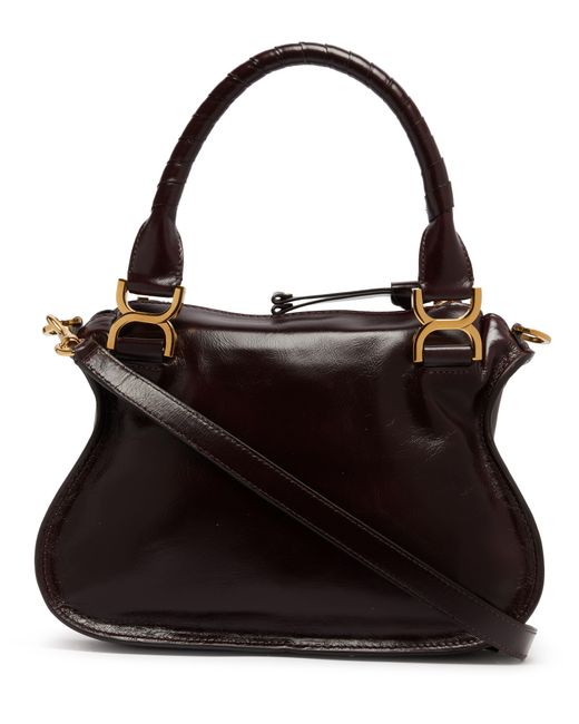 Petit Sac Double Porté Marcie En Cuir Brillant Chloé en coloris Black