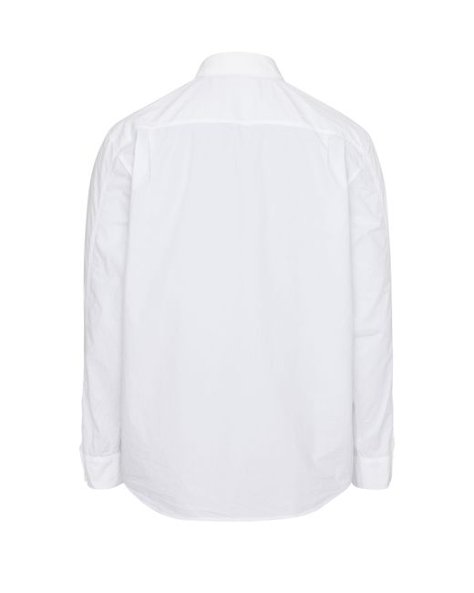 Stone Island White Long-Sleeved Overshirt for men