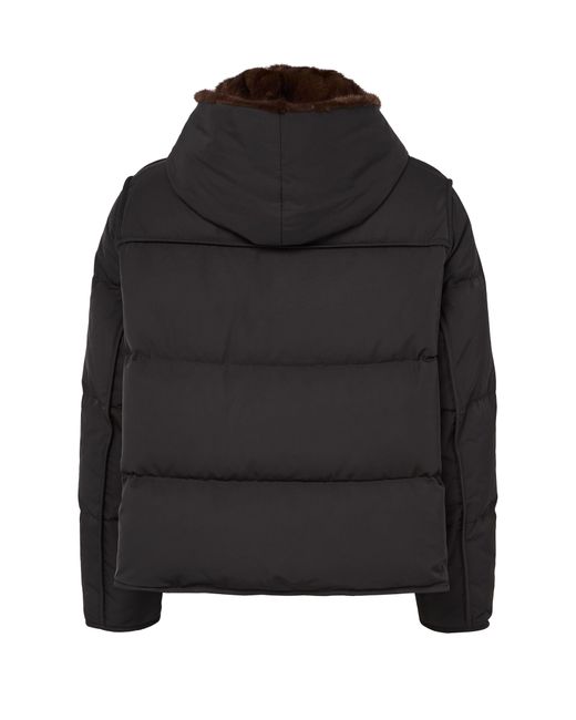 Yves Salomon Black Puffer Jacket With A Mink Fur Hood
