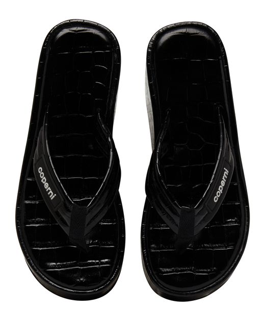 Coperni Black Crocodile Embossed Wedge Sandals