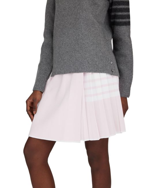 Thom Browne Pink 4 Bar Pleated Mini Wrap Skirt