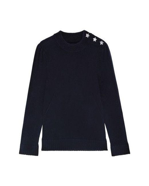 Zadig & Voltaire Blue Betson Jewelled Cashmere Jumper