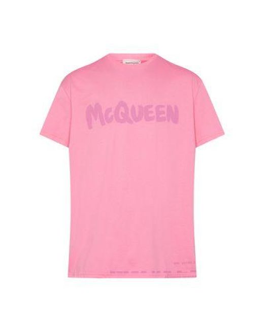 Alexander McQueen Pink Graffiti T-shirt for men