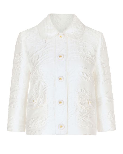 Dolce & Gabbana White Brocade Gabbana Jacket