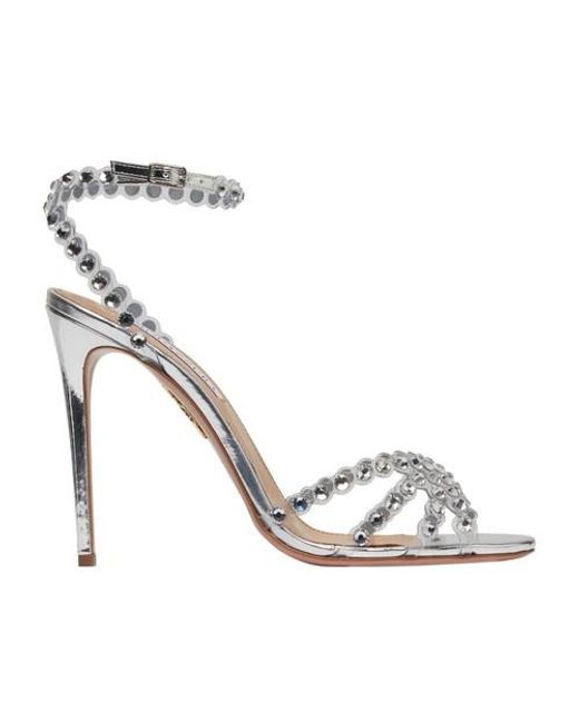 Aquazzura Tequila Plexi 105 Sandals In Metallic Lyst Canada