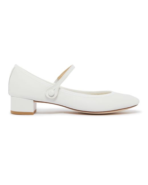 Repetto White Rose Mary Jane Shoes