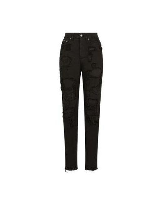 Dolce & Gabbana Black Boyfriend Jeans With Rips