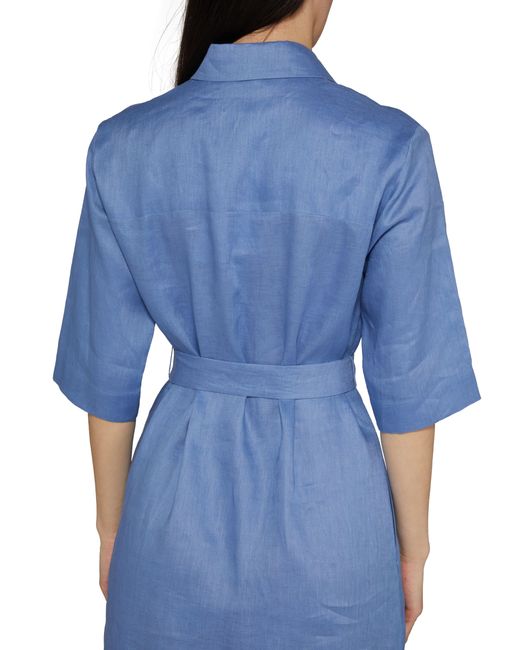Max Mara Blue Nocino Midi Shirt Dress - Leisure