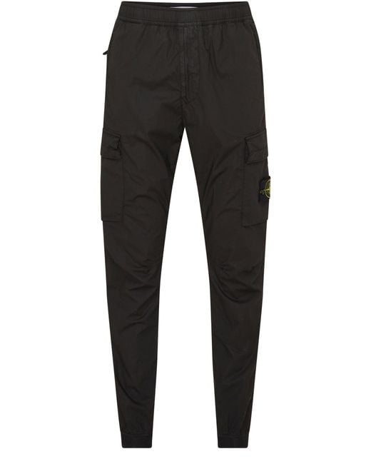 Stone Island Black Cargo Pants With Logo Patch for men