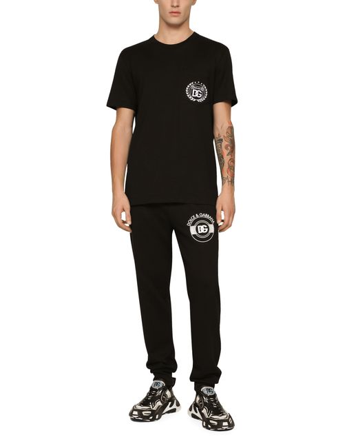 Dolce & Gabbana Black Dg Logo Print Sweatpants for men
