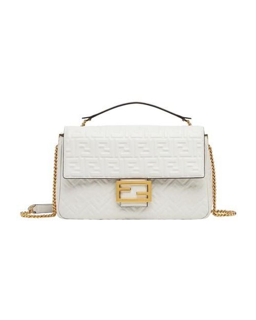 Fendi Leather Baguette Chain Large in White | Lyst