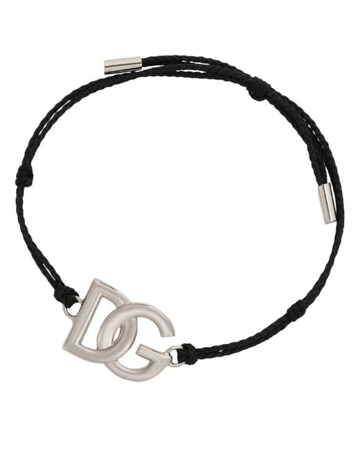 Bracelet cordon avec grand logo Dolce & Gabbana pour homme en coloris Black