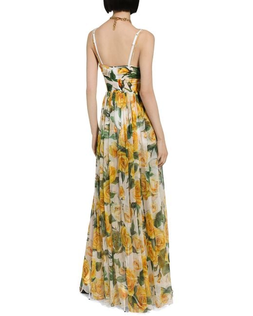 Dolce & Gabbana Metallic Silk-blend Floral Maxi Dress