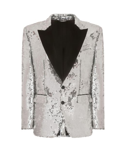 Dolce & Gabbana Gray Single-breasted Tuxedo Jacket for men