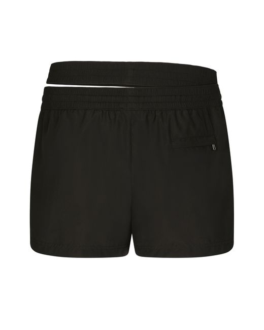 Dolce & Gabbana Black Short Swim Trunks With Double Waistband And Branded Tag for men