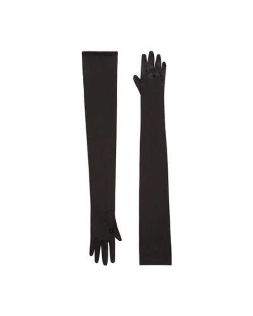 Dolce & Gabbana Black Long Silk Satin Gloves