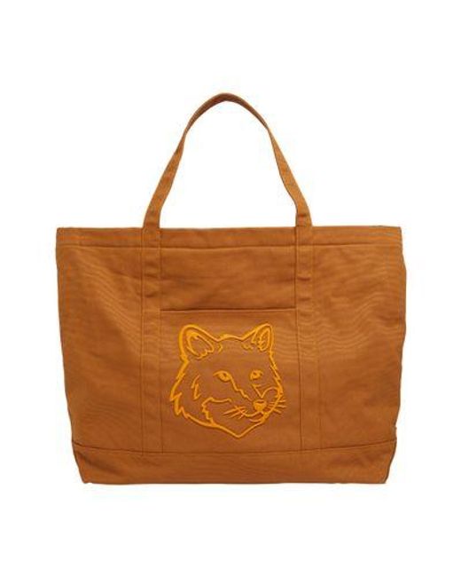Maison Kitsuné Brown Fox Head Large Tote Bag for men