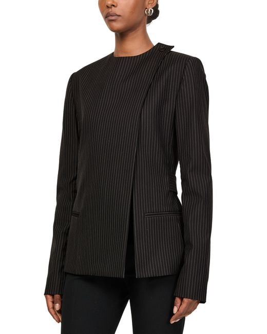 Courreges Black Nadelstreifenjacke Mit Schnalle