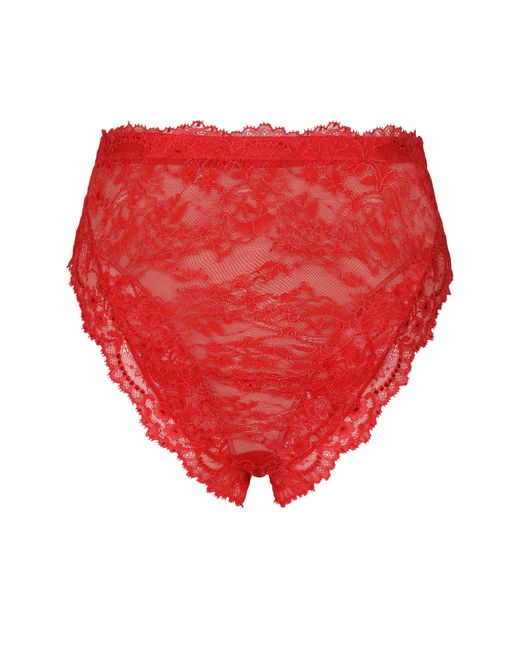 Dolce & Gabbana Red High-Waisted Chantilly Lace Panties