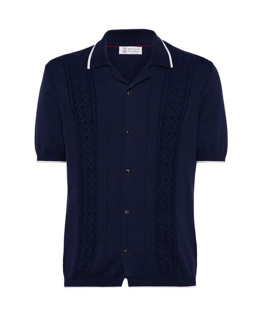 Chemise manches courtes Brunello Cucinelli pour homme en coloris Blue