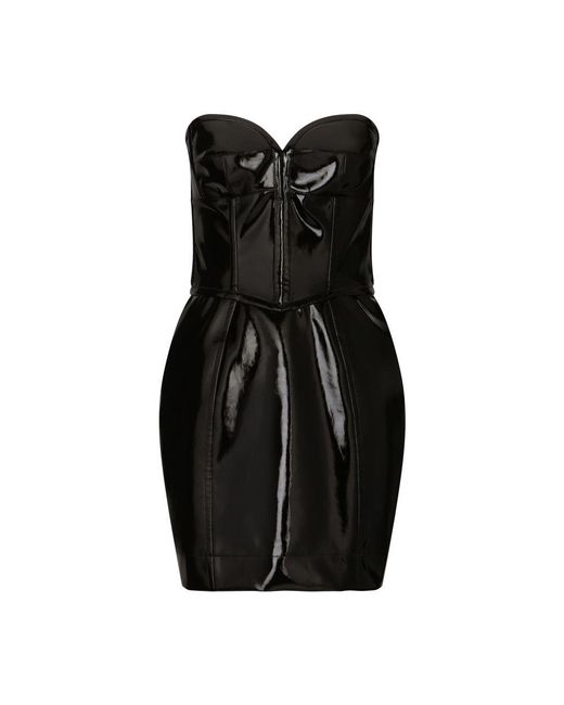 Dolce & Gabbana Black High-shine Structured Minidress
