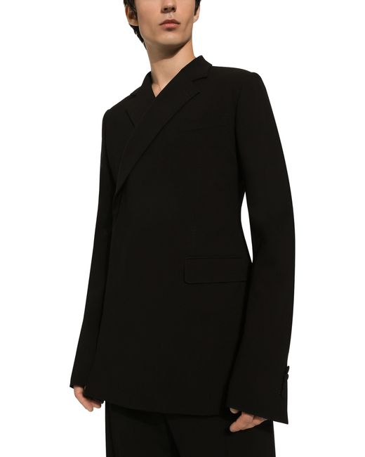 Dolce & Gabbana Black Double-Breasted Stretch Wool Jacket for men