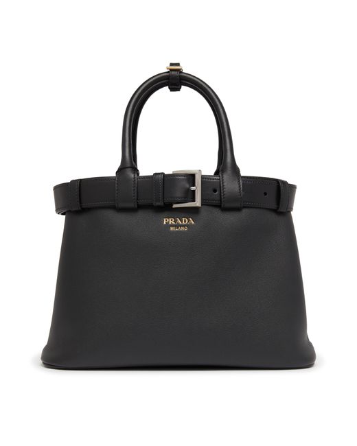 Prada Black Buckle Medium Leather Handbag