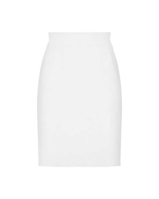 Dolce & Gabbana White Straight-cut Wool Midi Skirt