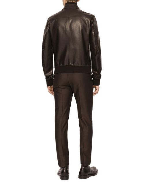 Dolce & Gabbana Black Leather Jacket for men