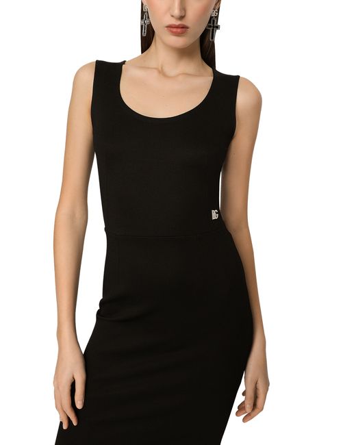 Dolce & Gabbana Black Sleeveless Midi Dress