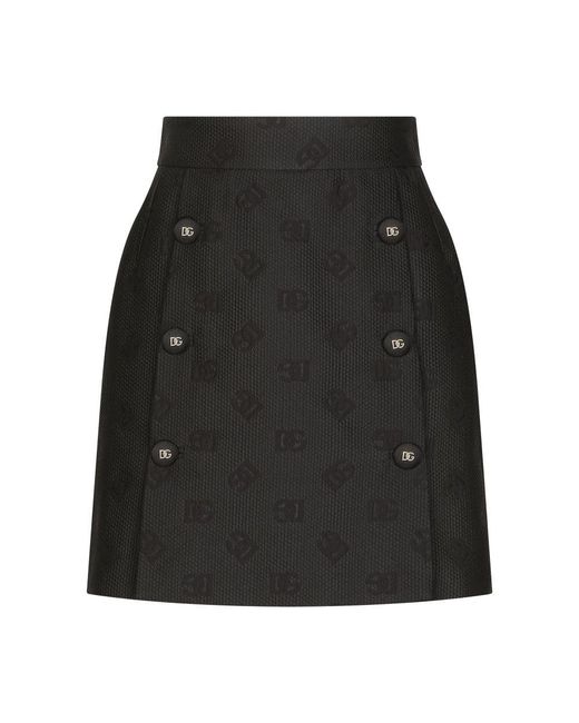 Dolce & Gabbana Black Jacquard Miniskirt With All-Over Dg Logo