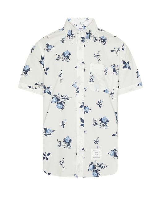 Thom Browne White Floral Cotton Shirt for men