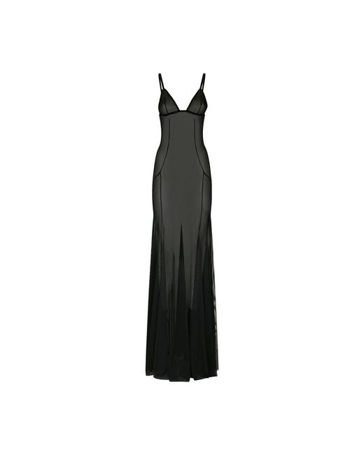 Dolce & Gabbana Black Long Dress With Tulle Petticoat