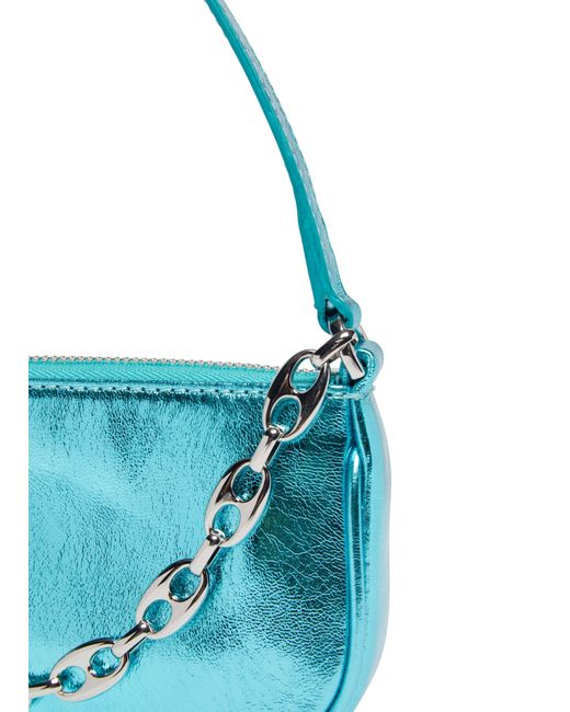 By Far Blue Mini Rachel Metallic Leather Bag