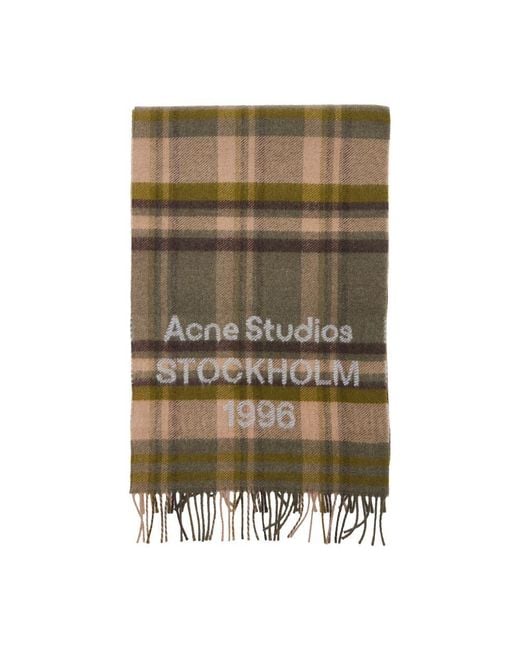 Écharpe À Carreaux Avec Logo Acne en coloris Green