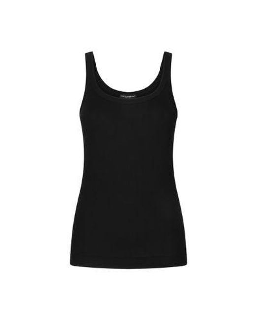 Dolce & Gabbana Black Sleeveless Cotton T-shirt