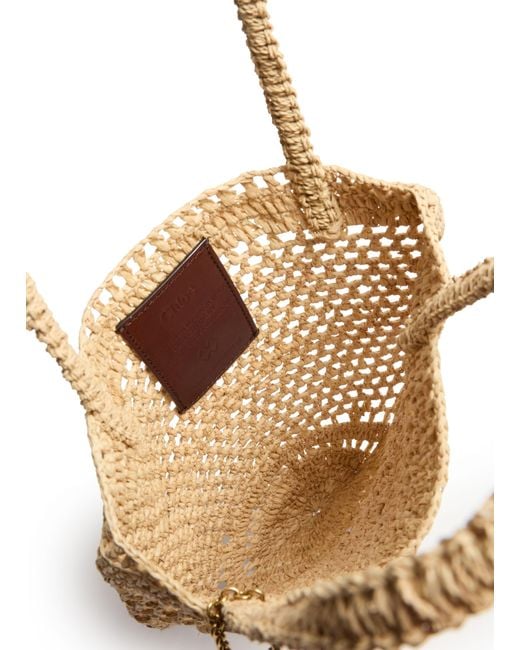 Chloé Metallic Summer Banana Small Raffia Tote Bag